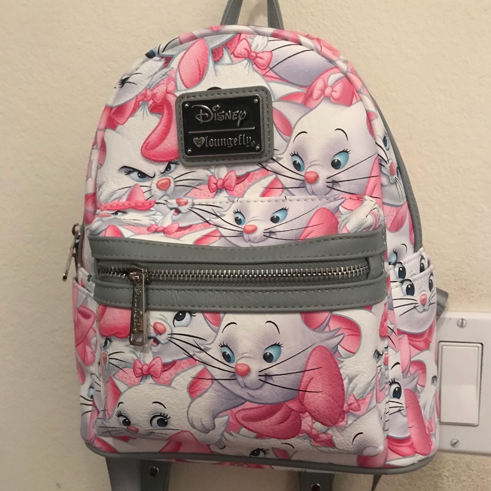 Loungefly Disney Marie Pink and Gray Backpack
